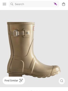 Hunter Original Short Nebula Rain Boots Pale Gold Size 8 NWT Metallic ✨